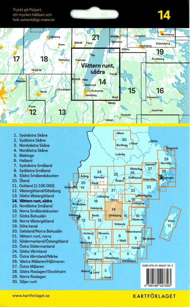 Weitere Ansicht: Cykelkartan Blad 14 Vättern runt, södra delen 1:90000