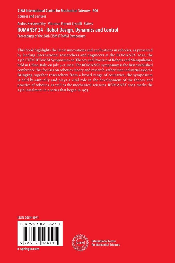 Weitere Ansicht: ROMANSY 24 - Robot Design, Dynamics and Control