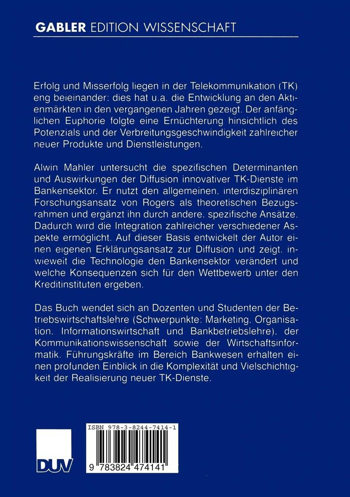 Weitere Ansicht: Diffusion von Telekommunikationsdienstleistungen im Bankensektor | Alwin Mahler