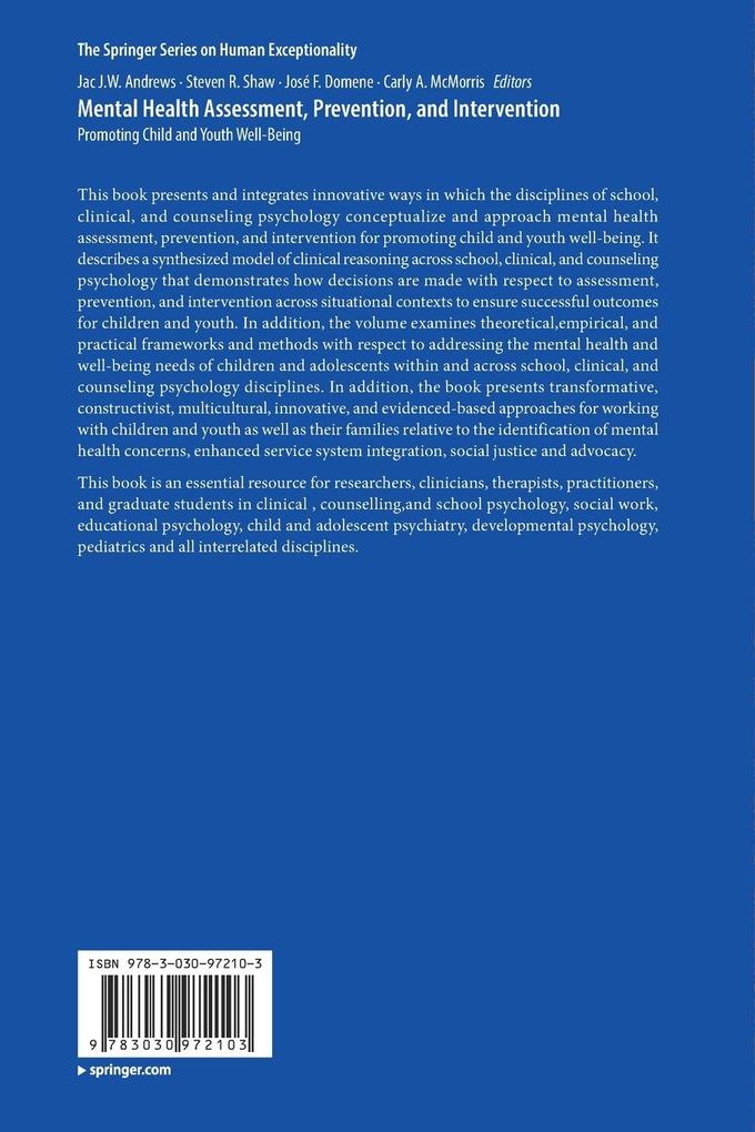 Weitere Ansicht: Mental Health Assessment, Prevention, and Intervention