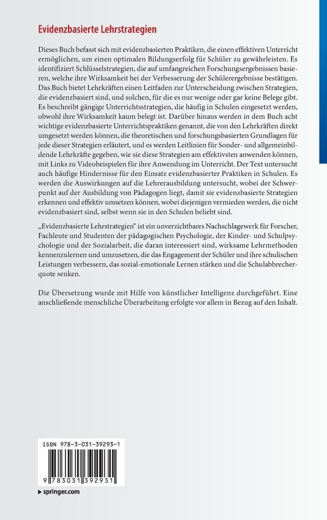 Weitere Ansicht: Evidenzbasierte Lehrstrategien | Garry Hornby, Deborah Greaves