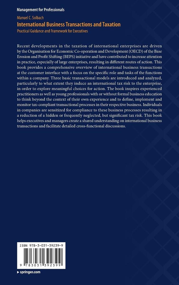 Weitere Ansicht: International Business Transactions and Taxation | Manuel C. Solbach