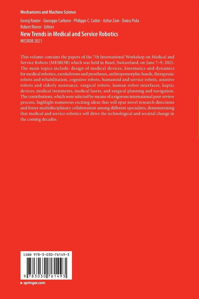 Weitere Ansicht: New Trends in Medical and Service Robotics