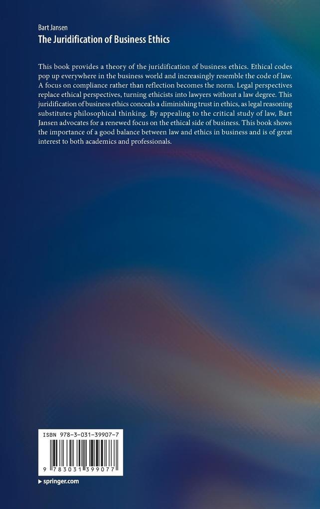 Weitere Ansicht: The Juridification of Business Ethics | Bart Jansen