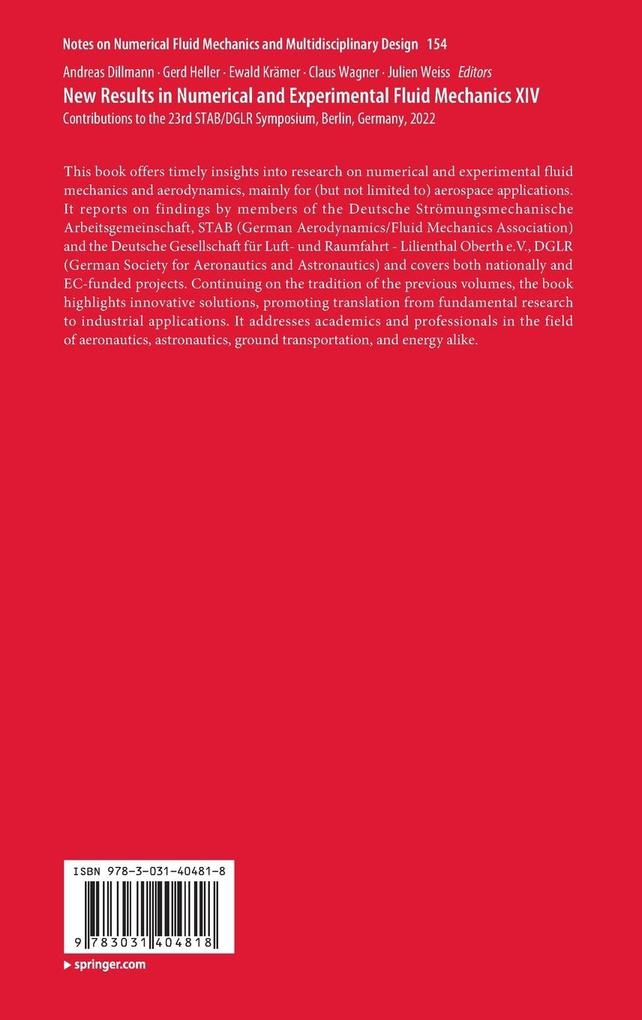 Weitere Ansicht: New Results in Numerical and Experimental Fluid Mechanics XIV
