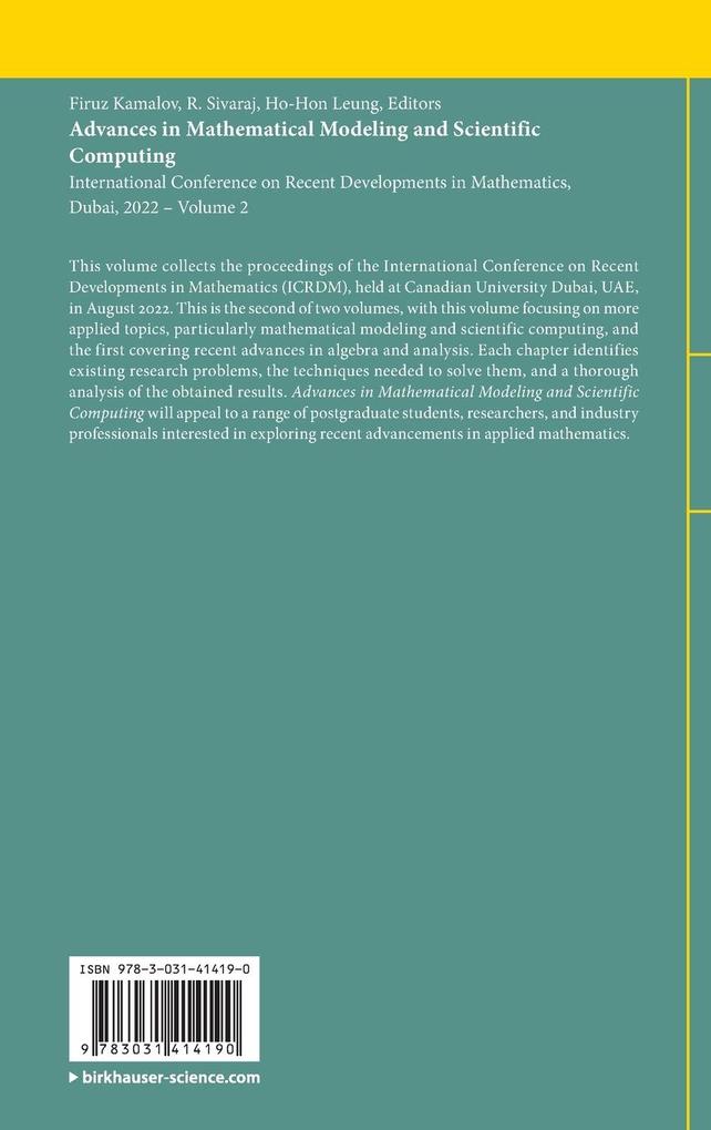 Weitere Ansicht: Advances in Mathematical Modeling and Scientific Computing
