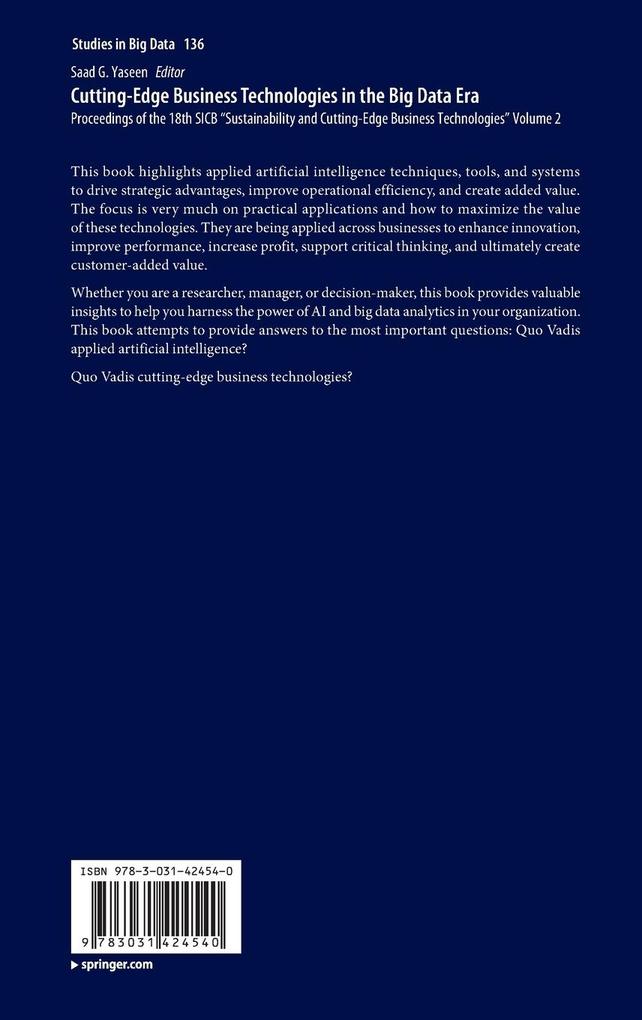 Weitere Ansicht: Cutting-Edge Business Technologies in the Big Data Era