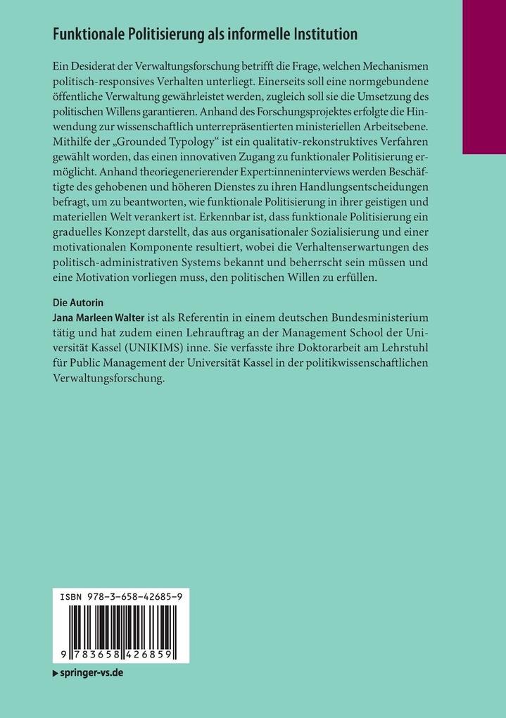 Weitere Ansicht: Funktionale Politisierung als informelle Institution | Jana Marleen Walter