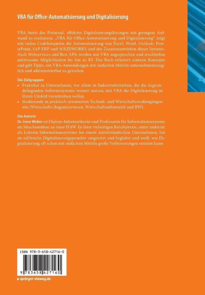 Weitere Ansicht: VBA für Office-Automatisierung und Digitalisierung | Irene Weber