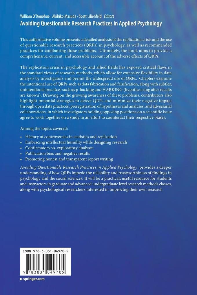 Weitere Ansicht: Avoiding Questionable Research Practices in Applied Psychology