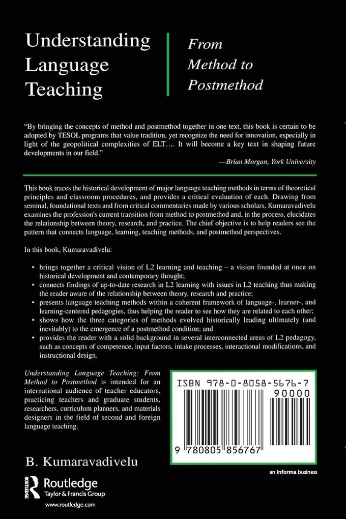 Weitere Ansicht: Understanding Language Teaching | B. Kumaravadivelu