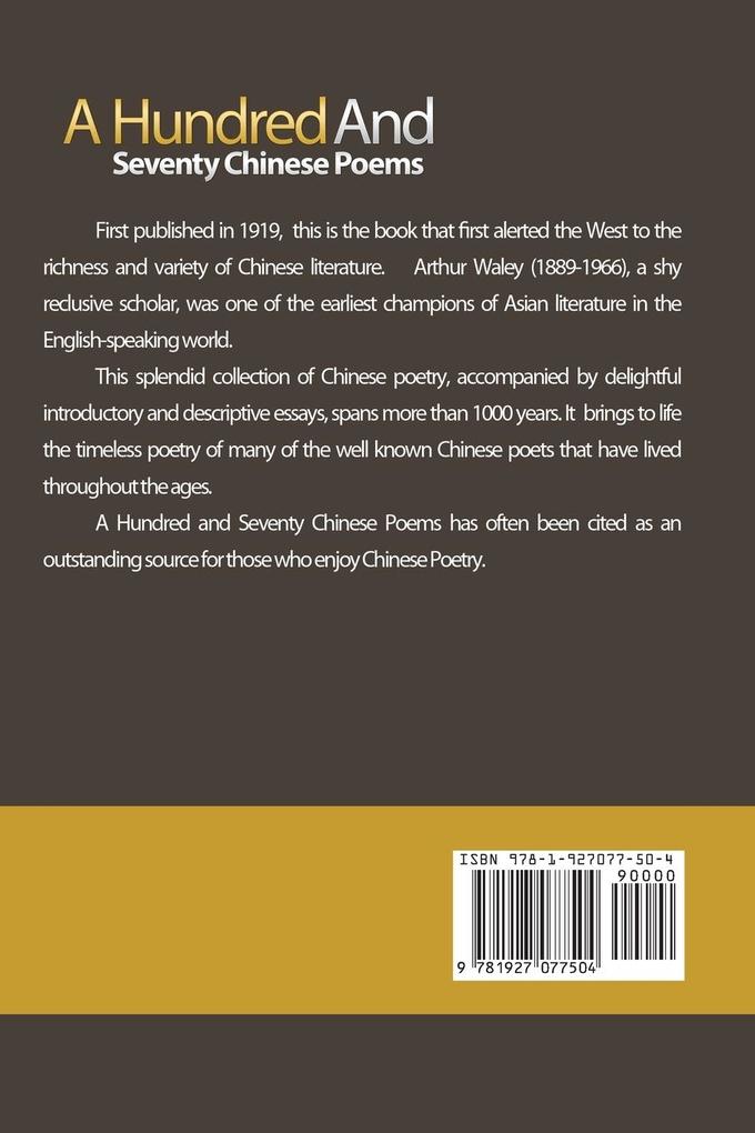 Weitere Ansicht: A Hundred and Seventy Chinese Poems | Arthur Waley