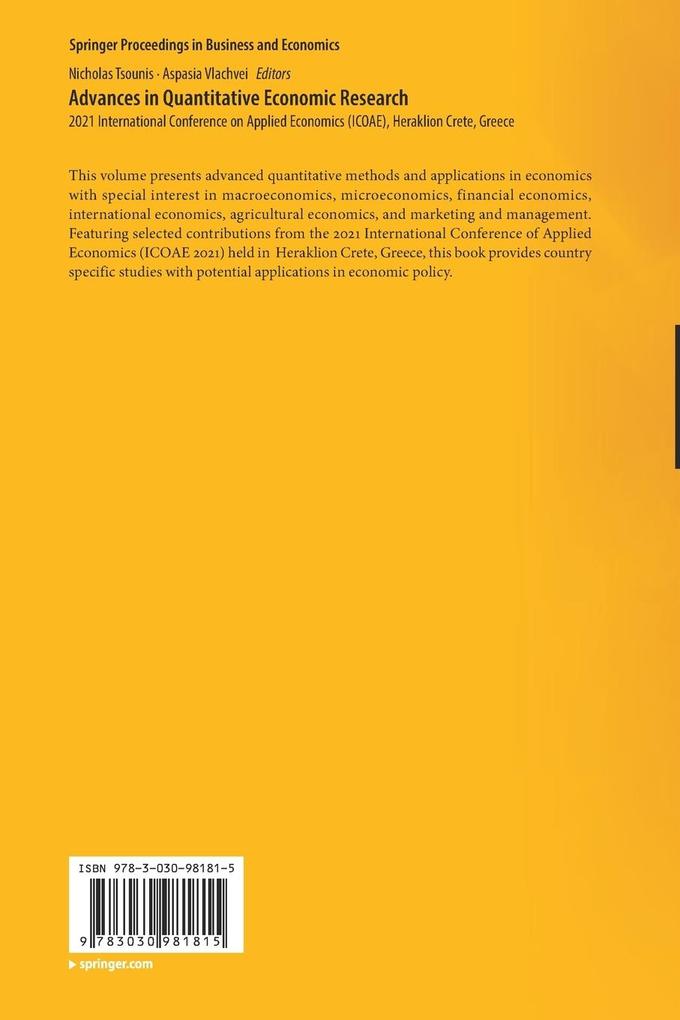 Weitere Ansicht: Advances in Quantitative Economic Research