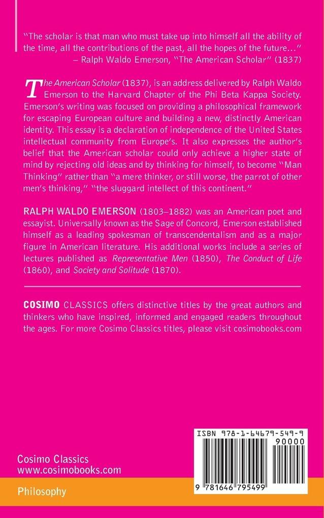 Weitere Ansicht: The American Scholar | Ralph Waldo Emerson