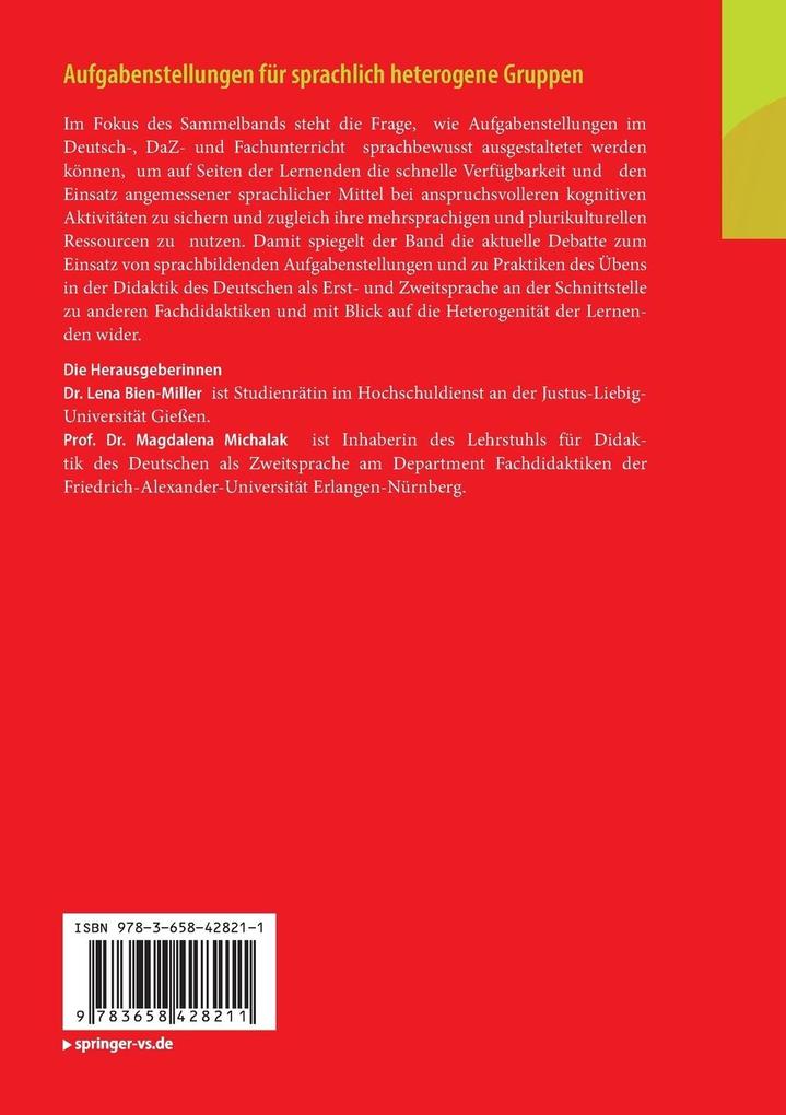 Weitere Ansicht: Aufgabenstellungen für sprachlich heterogene Gruppen