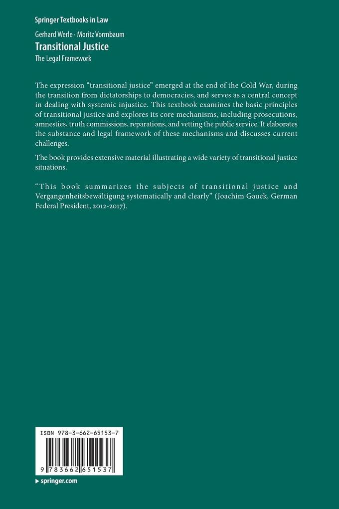 Weitere Ansicht: Transitional Justice | Gerhard Werle, Moritz Vormbaum