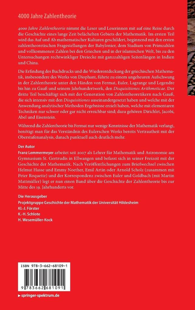 Weitere Ansicht: 4000 Jahre Zahlentheorie | Franz Lemmermeyer