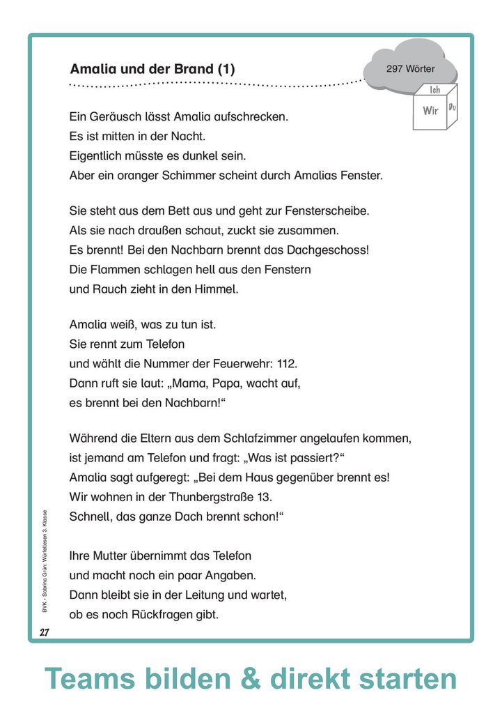 Weitere Ansicht: Würfellesen - 3. Klasse | Sabrina Grün