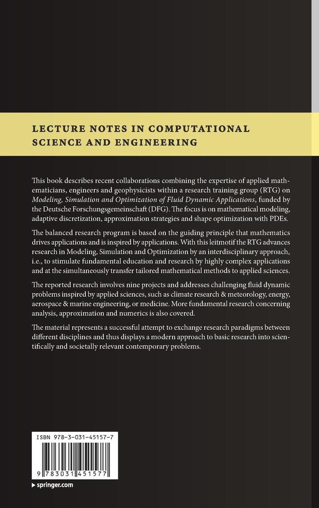 Weitere Ansicht: Modeling, Simulation and Optimization of Fluid Dynamic Applications