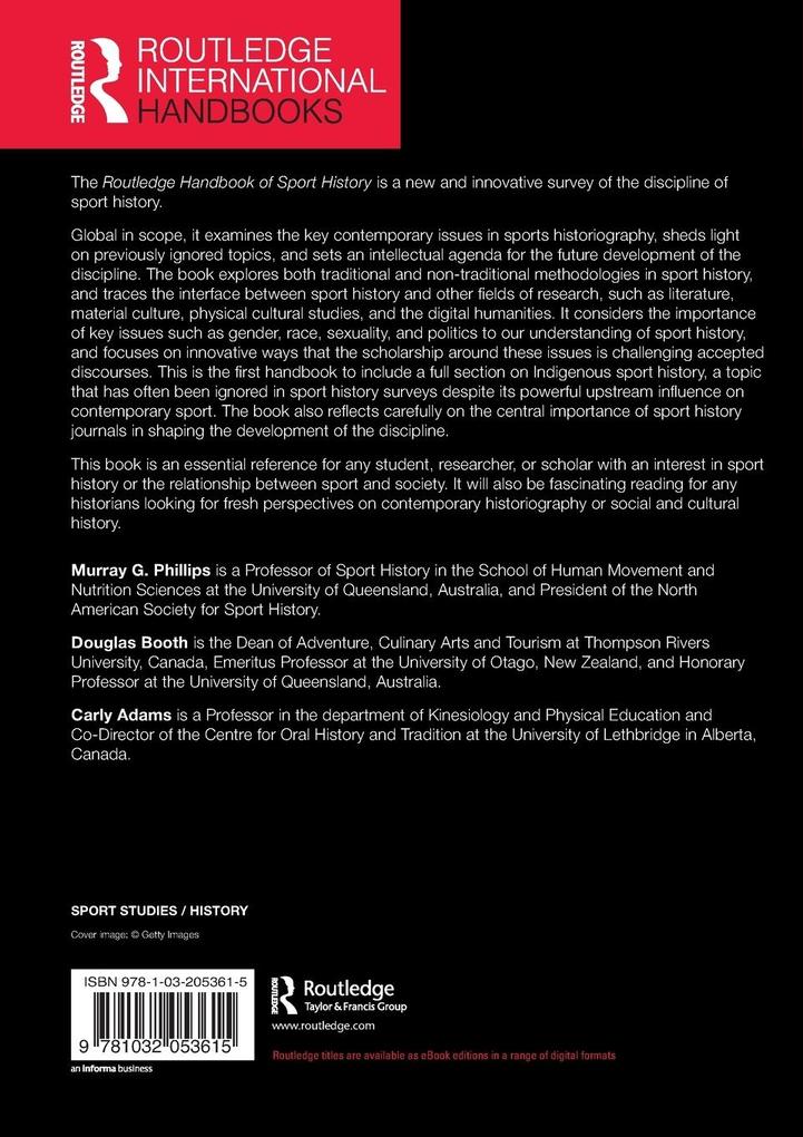 Weitere Ansicht: Routledge Handbook of Sport History