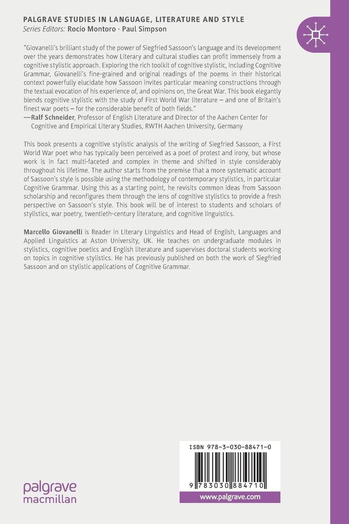 Weitere Ansicht: The Language of Siegfried Sassoon | Marcello Giovanelli
