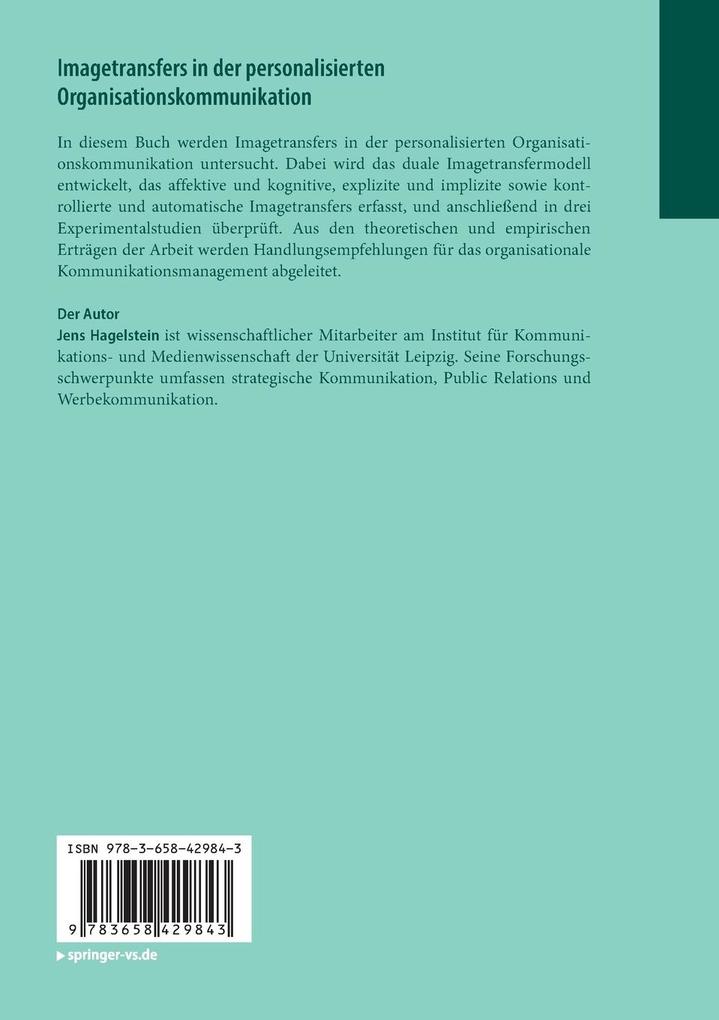 Weitere Ansicht: Imagetransfers in der personalisierten Organisationskommunikation | Jens Hagelstein