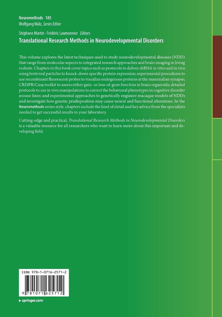 Weitere Ansicht: Translational Research Methods in Neurodevelopmental Disorders