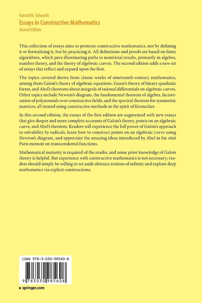 Weitere Ansicht: Essays in Constructive Mathematics | Harold M. Edwards