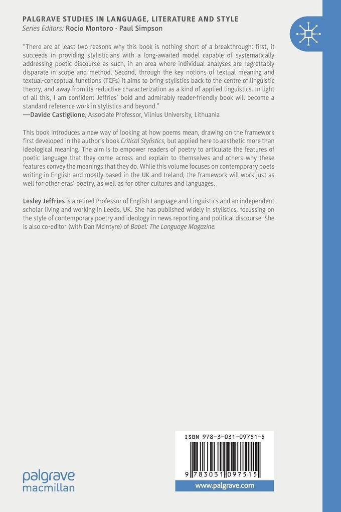 Weitere Ansicht: The Language of Contemporary Poetry | Lesley Jeffries