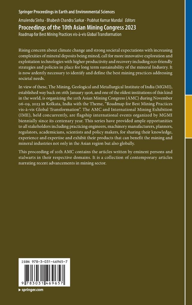 Weitere Ansicht: Proceedings of the 10th Asian Mining Congress 2023