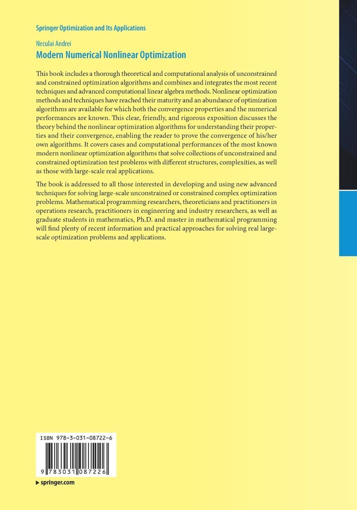 Weitere Ansicht: Modern Numerical Nonlinear Optimization | Neculai Andrei