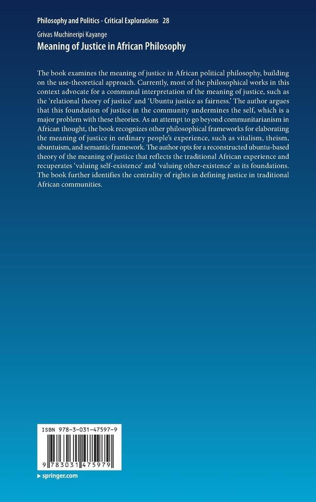 Weitere Ansicht: Meaning of Justice in African Philosophy | Grivas Muchineripi Kayange