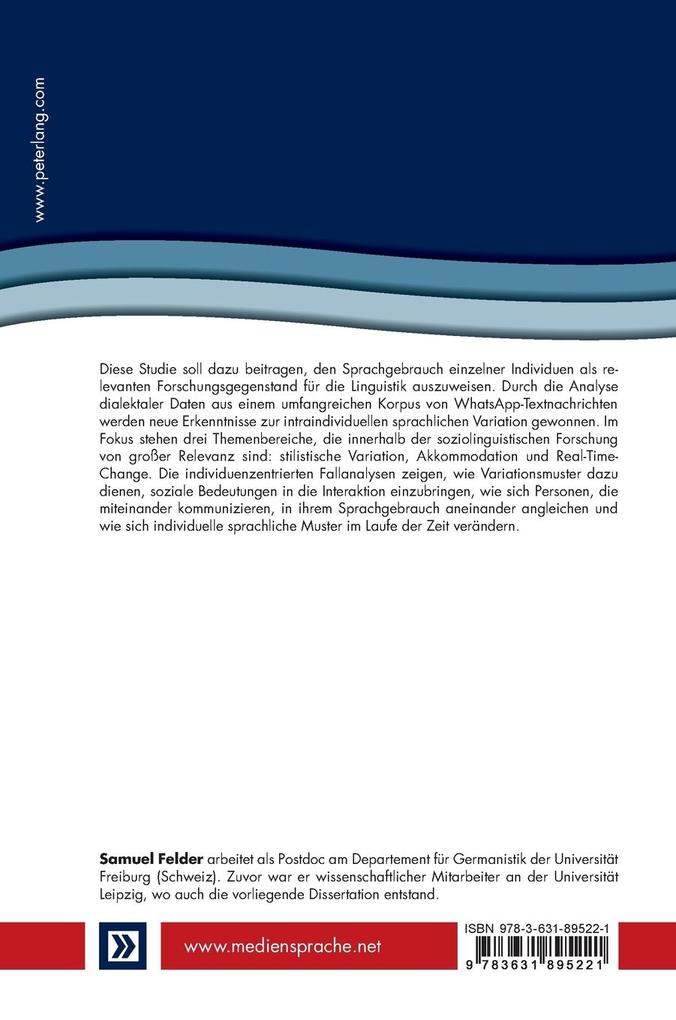 Weitere Ansicht: Individuelle sprachliche Variation in WhatsApp-Chats | Samuel Felder