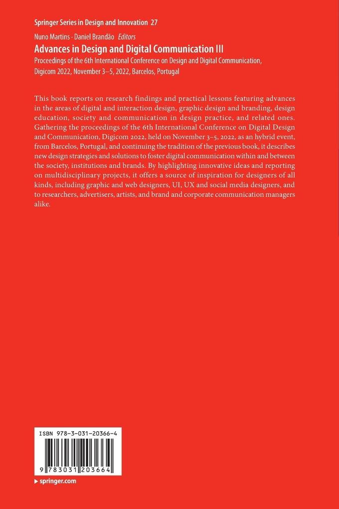 Weitere Ansicht: Advances in Design and Digital Communication III