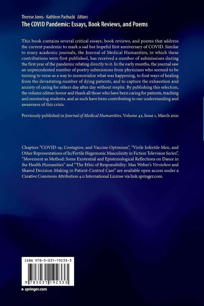 Weitere Ansicht: The COVID Pandemic: Essays, Book Reviews, and Poems