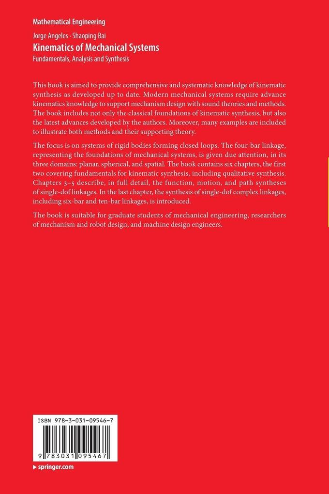 Weitere Ansicht: Kinematics of Mechanical Systems | Jorge Angeles, Shaoping Bai