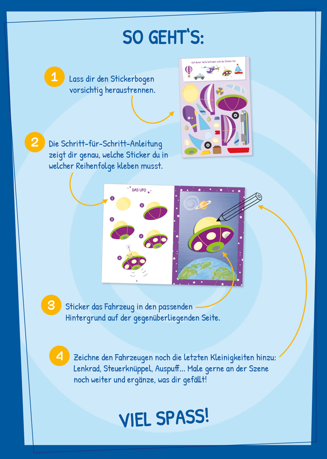 Weitere Ansicht: Stickern Schritt für Schritt. Fahrzeuge