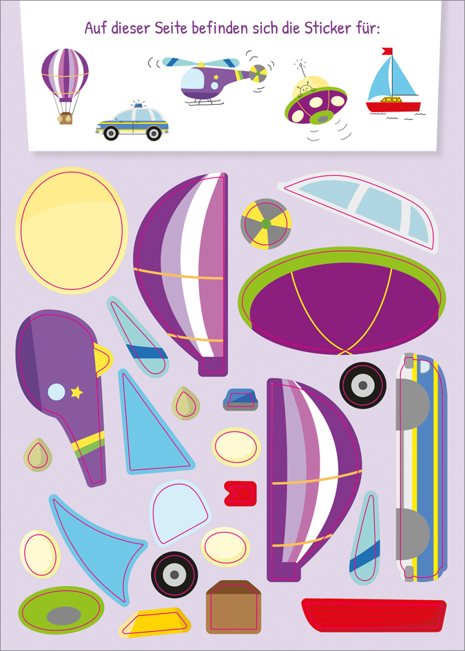 Weitere Ansicht: Stickern Schritt für Schritt. Fahrzeuge
