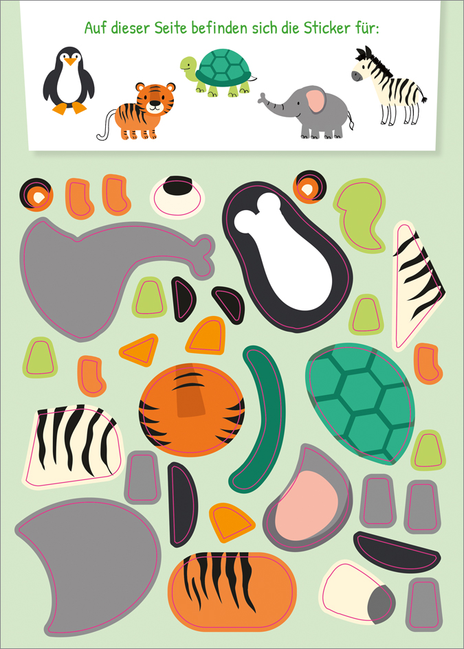 Weitere Ansicht: Stickern Schritt für Schritt. Zoo