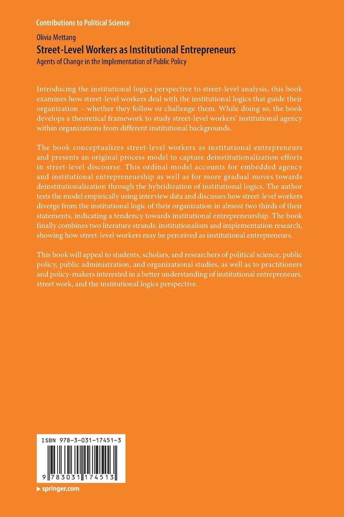 Weitere Ansicht: Street-Level Workers as Institutional Entrepreneurs | Olivia Mettang