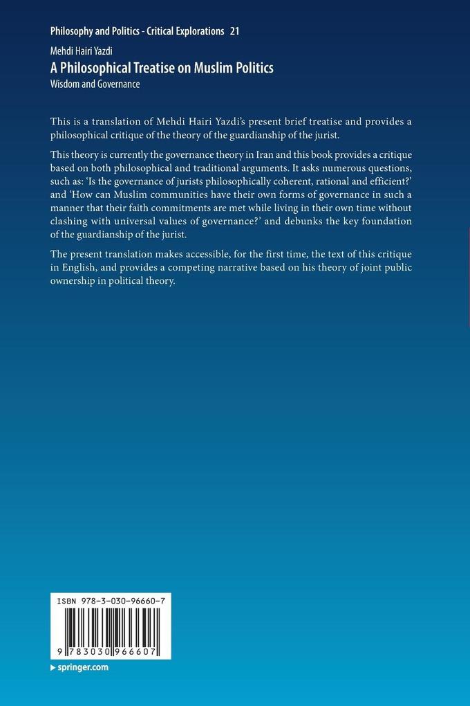 Weitere Ansicht: A Philosophical Treatise on Muslim Politics | Mehdi Hairi Yazdi