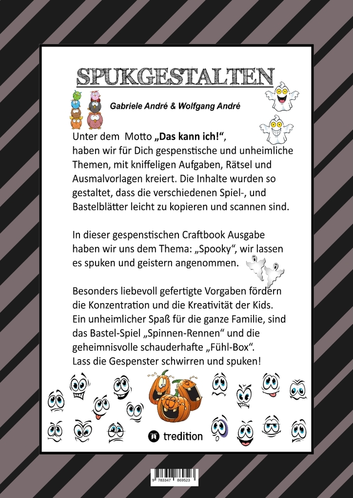 Weitere Ansicht: CRAFTBOOK - 100 GRUSELIGE MALMOTIVE - 2 SCHAURIGE BASTELSPIELE - RÄTSEL - LUSTIGE BILDER - GRAUENHAFTE AUFGABEN | Gabriele André, Wolfgang André