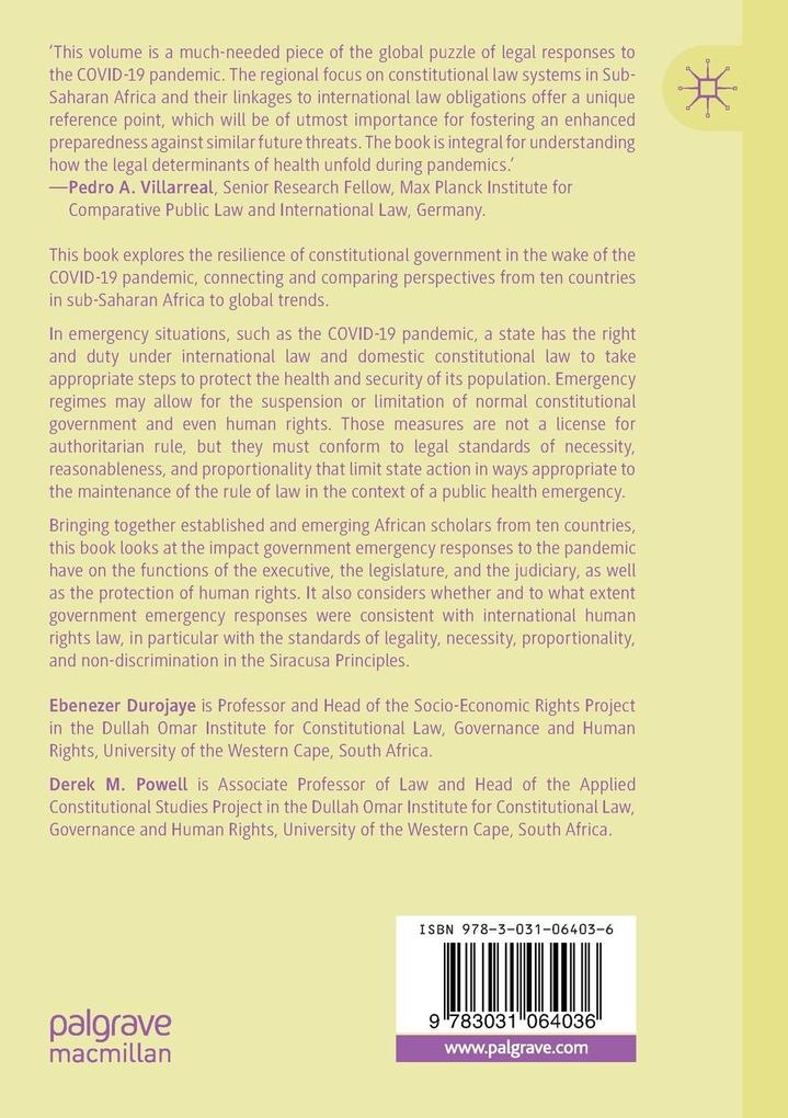Weitere Ansicht: Constitutional Resilience and the COVID-19 Pandemic