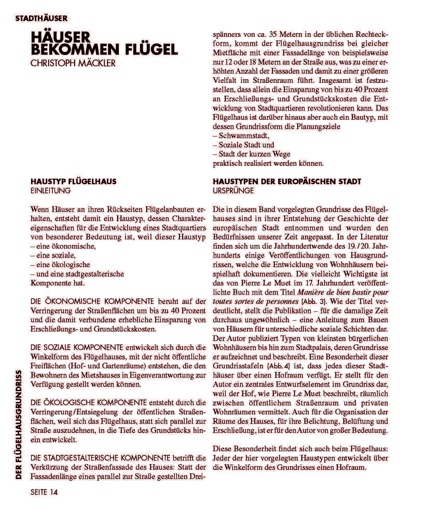 Weitere Ansicht: Der Flügelhausgrundriss | Christoph Mäckler, Mischa Bosch