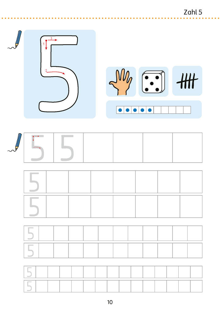 Weitere Ansicht: Mein Übungsheft Zahlen schreiben lernen 1-10 - Vorschule, Schulanfang, 1. Klasse: Zählen, Mengen, erstes Rechnen | Ulrike Maier