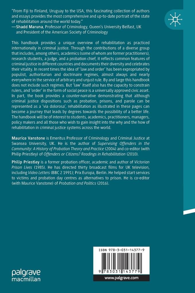 Weitere Ansicht: The Palgrave Handbook of Global Rehabilitation in Criminal Justice
