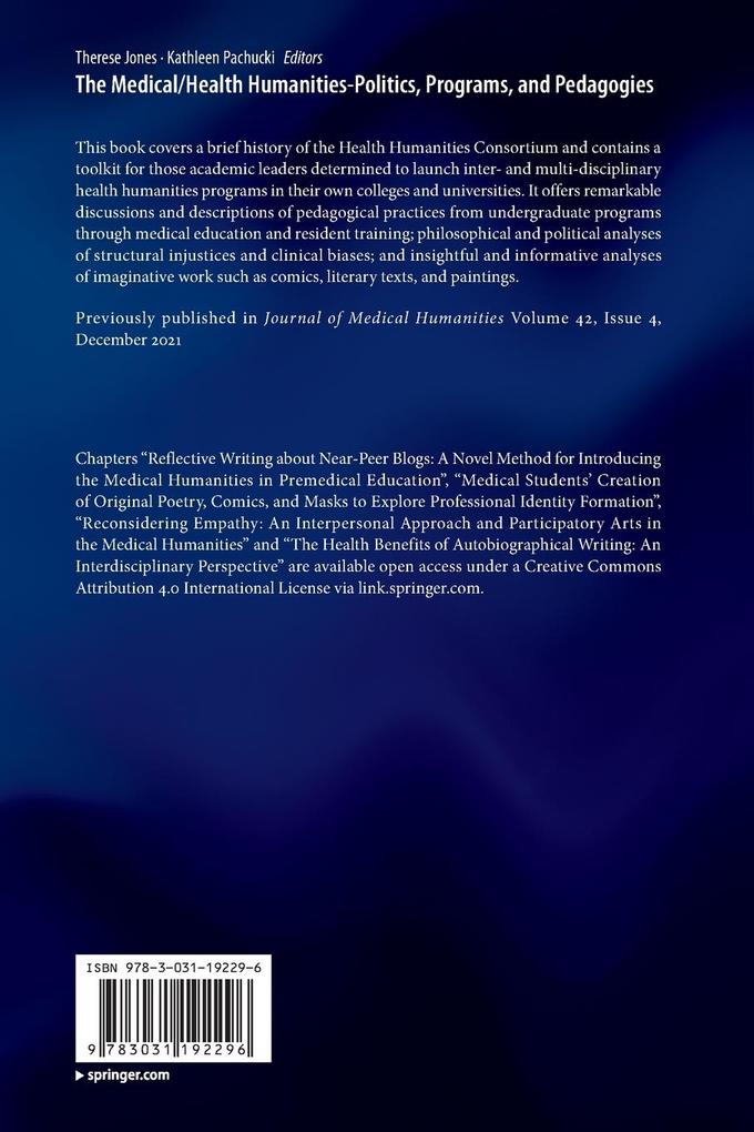 Weitere Ansicht: The Medical/Health Humanities-Politics, Programs, and Pedagogies
