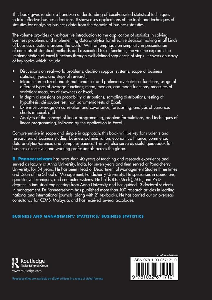 Weitere Ansicht: Business Statistics Using Excel | R. Panneerselvam