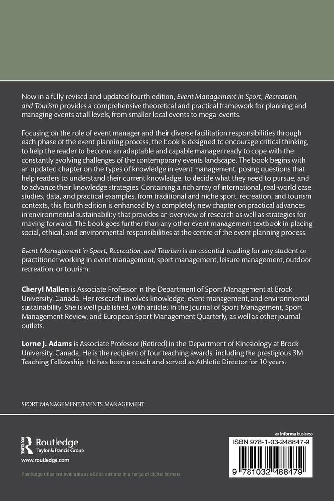 Weitere Ansicht: Event Management in Sport, Recreation, and Tourism