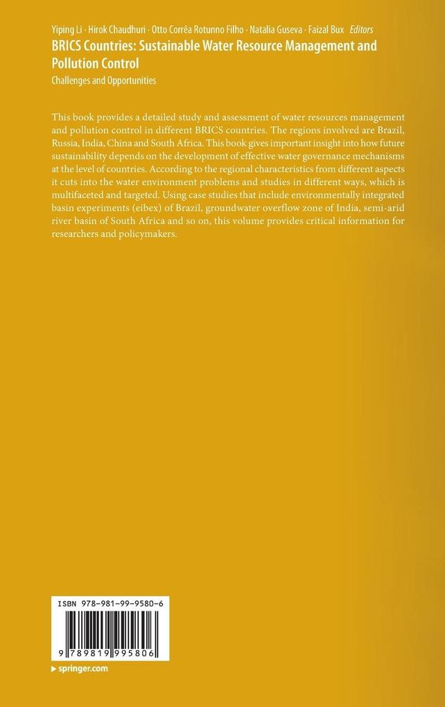 Weitere Ansicht: BRICS Countries: Sustainable Water Resource Management and Pollution Control